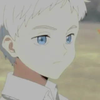 😐 Norman The Promised Neverland Anime, Junge, Weißes Haar, Blaue Augen telegram sticker