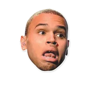 😨 Chris Brown Chris Brown, chanteur, musicien, visage, autocollant telegram sticker