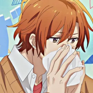 🤧 Animé, Malade, Se moucher, Mouchoir, Personnage animé telegram sticker