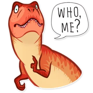 😯 WHO, ME? 恐竜, tレックス, 質問, 漫画, 面白い, 私？ telegram sticker