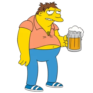 😊 Barney Gumble The Simpsons Barney Gumble, bir, The Simpsons, kartun, alkoholik, kuning telegram sticker