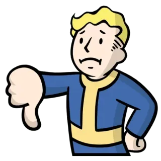 👎 Vault Boy Fallout Daumen runter, Videospiel, Cartoon, Fallout, Vault Boy telegram sticker
