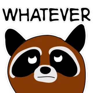 🙄 WHATEVER raccoon, animal, cartoon, sarcastic, whatever, funny telegram sticker