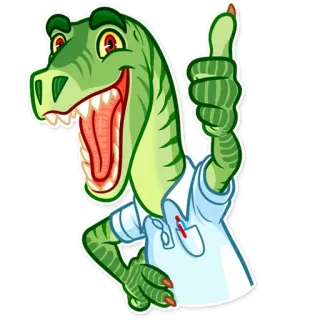 👍 dinosaur, reptile, cartoon, thumbs up, animal, funny telegram sticker