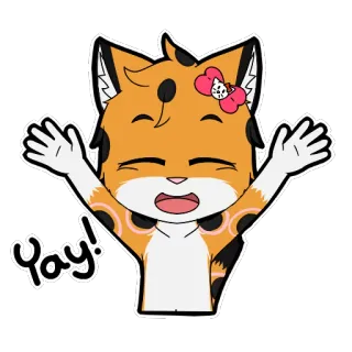 👐 Yay! Katze, Cartoon, Jubel, Fröhlich, Feier, Tier telegram sticker