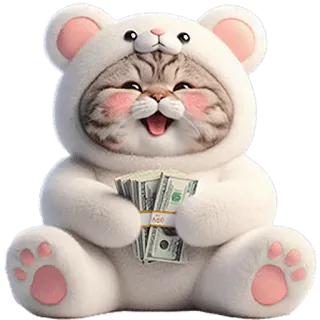 🤑 kat, geld, schattig, dier, cartoon, rijkdom, dollars telegram sticker
