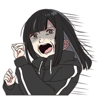 😱 Anime, Wanita, Ketakutan, Berteriak, Horor, Kartun telegram sticker