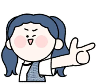 😉 Cartoon, Figur, Mädchen, Zeigen, Pferdeschwanz telegram sticker