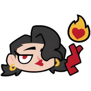 🔥 woman, middle finger, heart, fire, cartoon telegram sticker