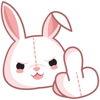 🤘 ウサギ, 中指, ステッカー, 攻撃的, 失礼, ジェスチャー telegram sticker