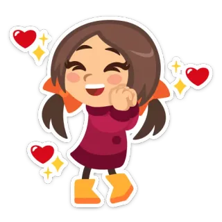 💖 Cartoon, Fröhlich, Mädchen, Herz, Liebe, Freude whatsapp sticker