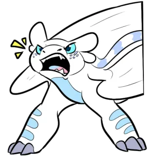 😡 dragon, dessin animé, blanc, mignon, illustration, autocollant telegram sticker
