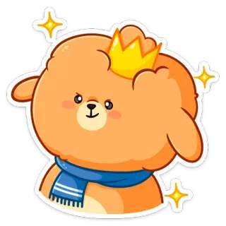 👑 熊, 动物, 皇冠, 可爱, 卡通, 围巾, 闪亮 telegram sticker