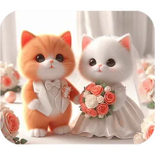 💍 kucing, pernikahan, pengantin wanita, pengantin pria, lucu, hewan, perkawinan telegram sticker