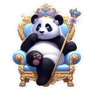 🌟 panda, corona, rey, real, animal, lindo, trono, regio whatsapp sticker