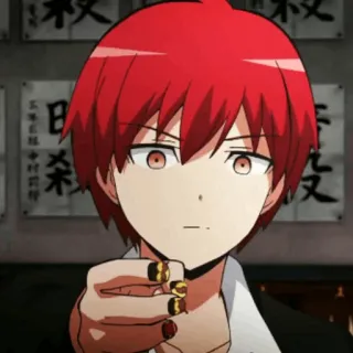 🎈 Karma Akabane Assassination Classroom Anime, Personagem, Karma Akabane, cabelo vermelho, esmalte whatsapp sticker
