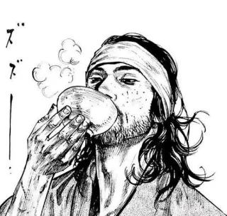 😋 man, drinken, manga, zwart wit telegram sticker