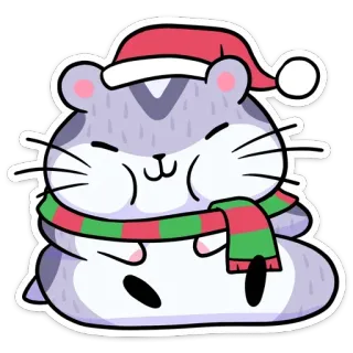 ☺️ แฮมสเตอร์, คริสต์มาส, หมวกซานต้า, ผ้าพันคอ, ฤดูหนาว, น่ารัก telegram sticker