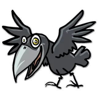 😃 птица, ворона, животное, мультфильм telegram sticker