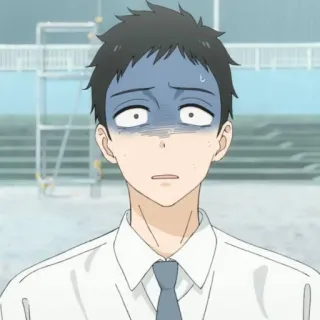 😰 Anime, geschockt, überrascht, Mann, Ausdruck, besorgt telegram sticker
