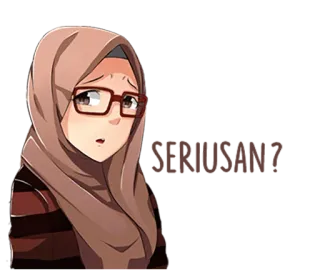 😣 Anime, Fille, Hijab, Lunettes, Brun telegram sticker