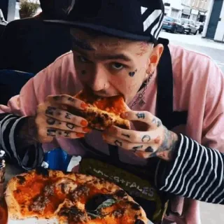 🍕 Lil Peep Lil Peep, Pizza, Tätowiert, Essen, Porträt, Essen telegram sticker