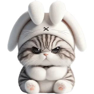 😡 猫, 兔子, 可爱, 动物, 小猫, 卡哇伊 telegram sticker