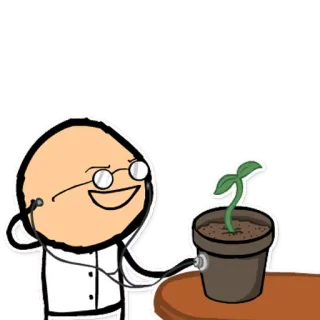 🌱 Cyanide and Happiness, plant, dokter, stethoscoop telegram sticker