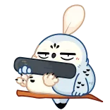 🤩 sowa, śpiący, ptak, zwierzę, słodki, kreskówka telegram sticker
