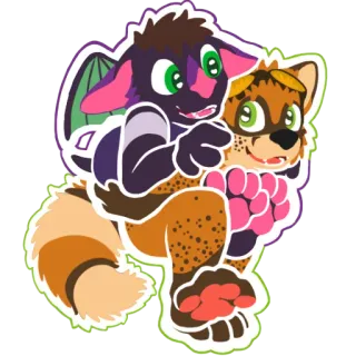 🤲 Fellwesen, Anthropomorph, Cartoon, Tier, Figur, Digitale Kunst, Fantasy telegram sticker