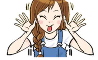 😝 cartoon, girl, braid, happy, silly telegram sticker