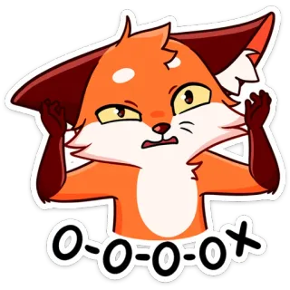 😳 o-o=o+x zorro, pegatina, dibujo animado, animal, naranja, expresión, confundido, matemáticas telegram sticker