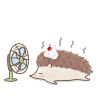 🌬 erizo, animal, lindo, verano, ventilador, postre whatsapp sticker