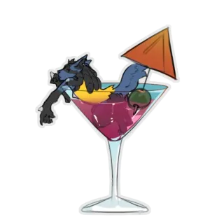 🍸 Furry, Cóctel, Alcohol, Martini, Antropomorfo, Bebida, Fiesta telegram sticker