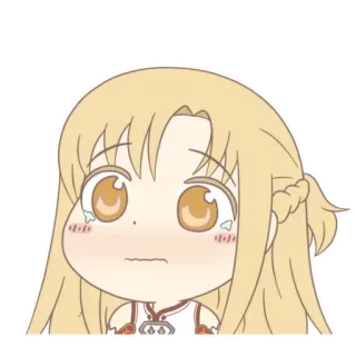 🐱 Asuna Yuuki Sword Art Online Anime, Huilend, Verdrietig, Meisje, Blond, Manga whatsapp sticker