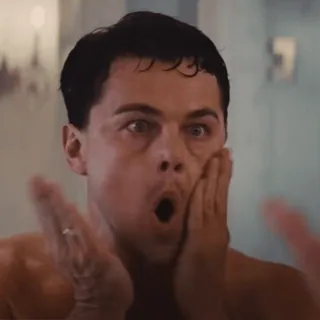 😮 Leonardo DiCaprio surprise, shock, leonardo dicaprio, actor, face telegram sticker