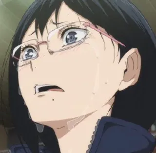 🌟 anime, crying, sad, glasses, woman, character telegram sticker
