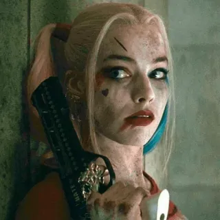 😐 Harley Quinn Suicide Squad harley quinn, escuadrón suicida, margot robbie, villano, arma, dc comics, antihéroe telegram sticker