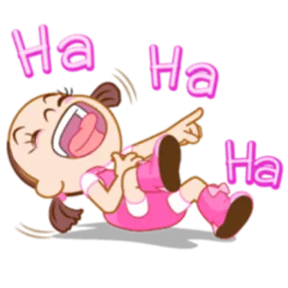 🤣 Ha Ha Ha riendo, dibujos animados, gracioso, chica, rosa whatsapp sticker