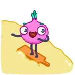 😎 hành tây, lướt sóng, thức ăn, rau, dễ thương, hoạt hình, bãi biển telegram sticker