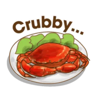 🦀 Crubby... granchio, cibo, frutti di mare, carino, animale, cartone animato whatsapp sticker