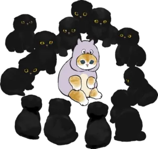😈 gato, animais, fofo, kawaii, gatinhos, círculo telegram sticker