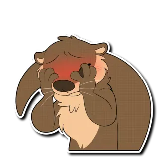 😳 otter, embarrassed, cute, animal, cartoon telegram sticker