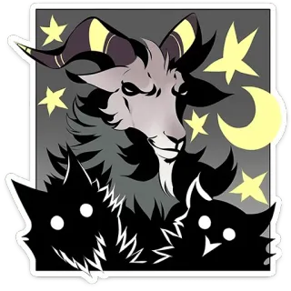 🌠 capra, stelle, luna, animale, creatura, notte telegram sticker