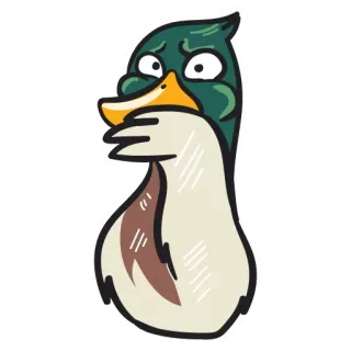 😕 pato, dibujos animados, animal, pájaro, pegatina whatsapp sticker