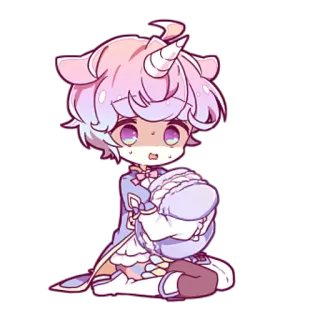💁‍♀ Anime, Chibi, Niedlich, Pastell, Einhorn, Kawaii, Fantasy telegram sticker