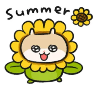 🐹 Summer ฤดูร้อน, ดอกทานตะวัน, น่ารัก, คาวาอิ, มีความสุข, สัตว์ whatsapp sticker