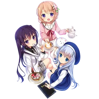 😊 애니메이션, 귀여운, 카와이, 커피, 디저트, 소녀 telegram sticker