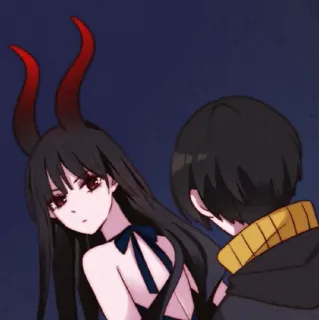 ⛓ anime, demon, horns, couple telegram sticker