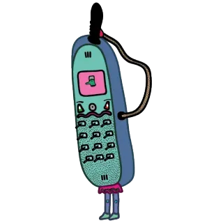 📱 điện thoại, retro, hoạt hình, nghệ thuật số, điện thoại di động telegram sticker